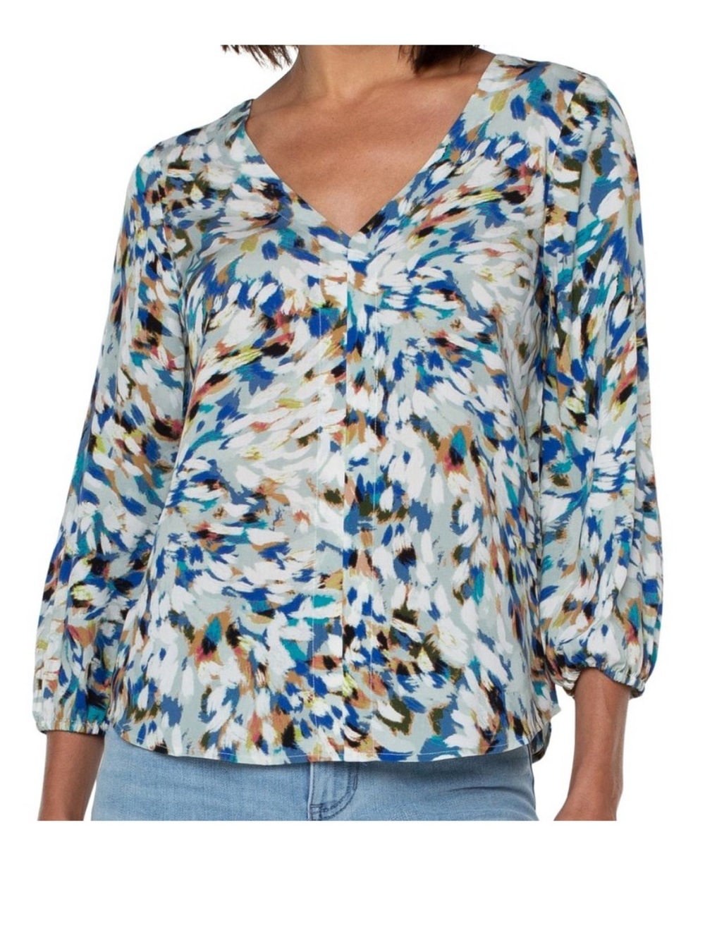 Liverpool Three Fourths
Sleeve Double V Neck Top M